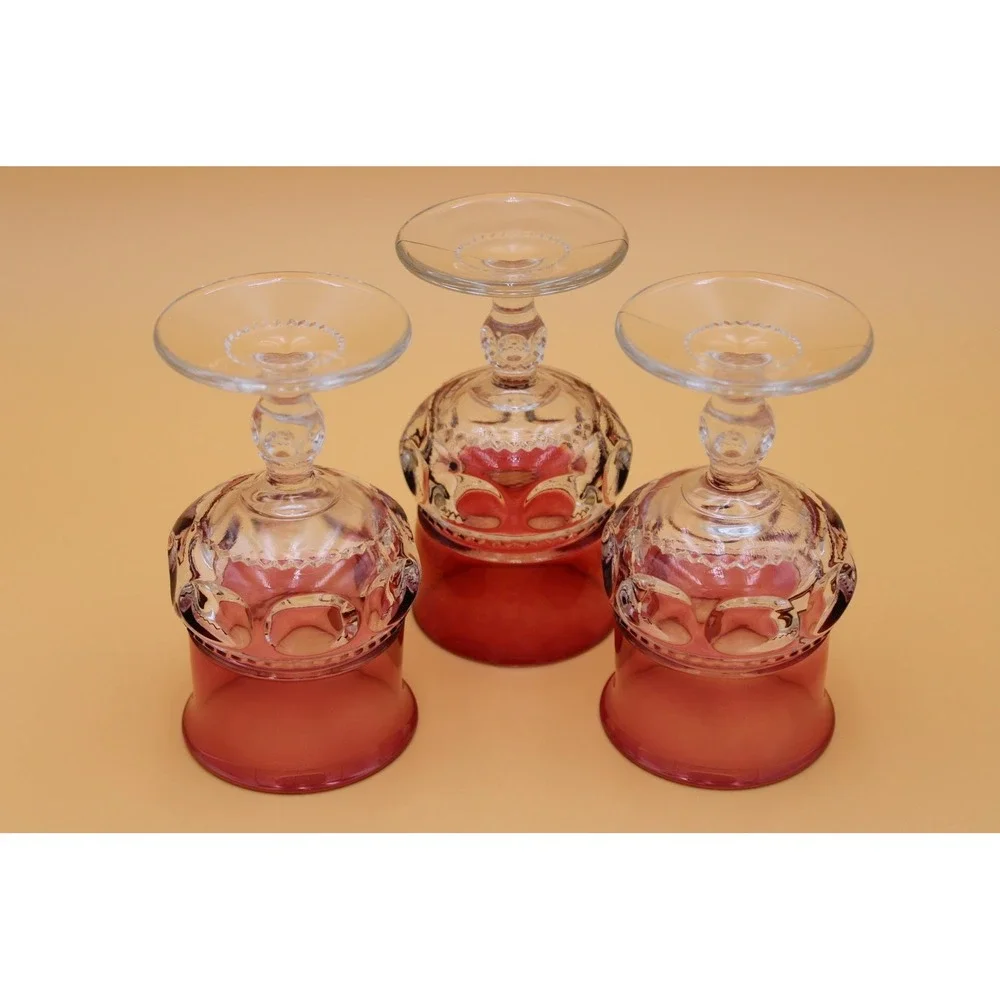 Vintage Tiffin Glass Goblet Set, Ruby Red Kings Crown, 3-Piece